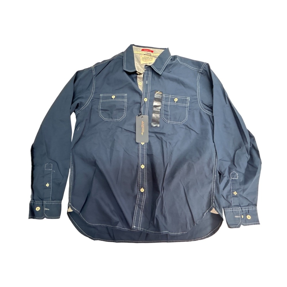 American Heritage casual shirt Men's size XL blue button-down long-sleeve